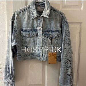 RARE DNM EDIT Studded Cropped Denim Trucker Jacket